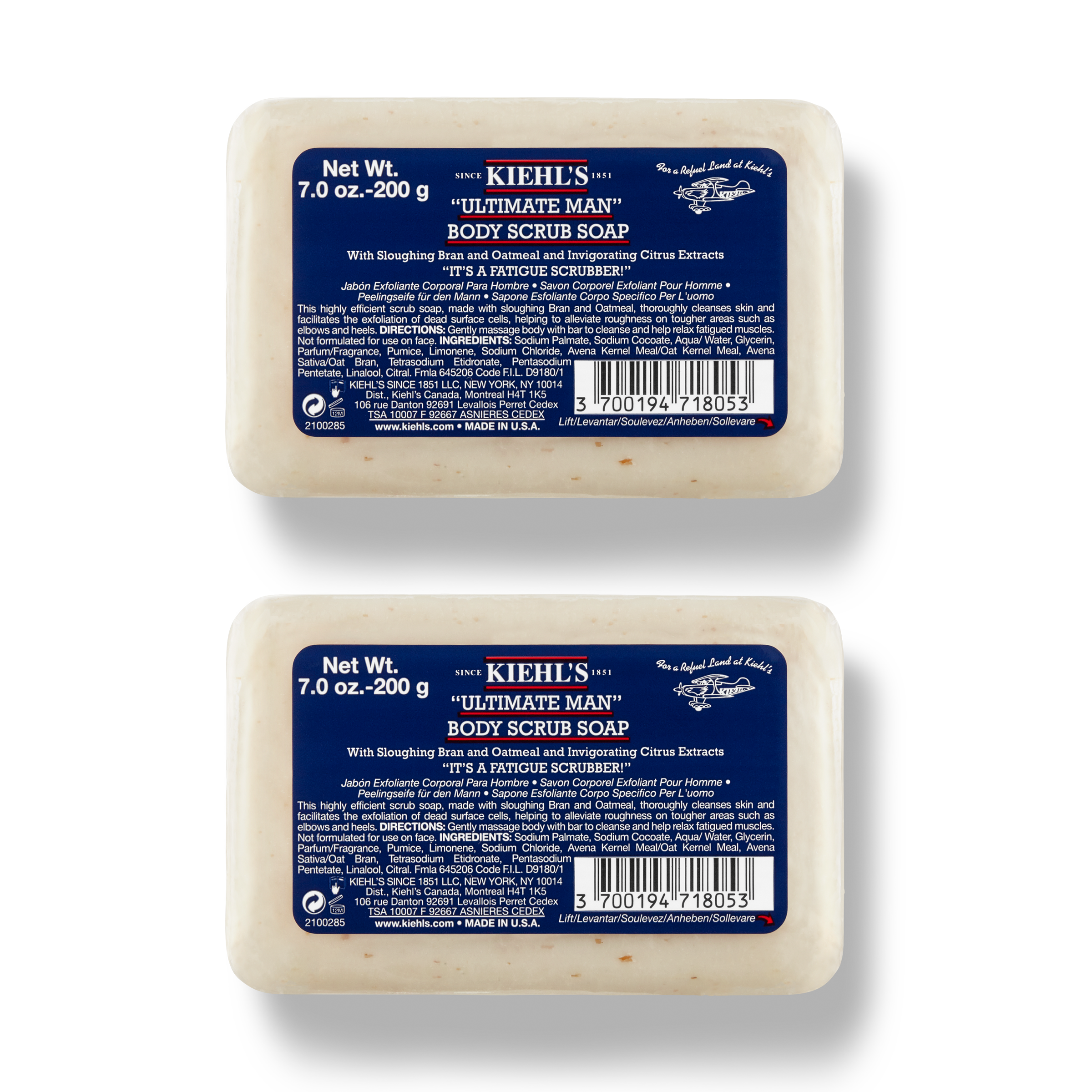 Kiehl's Ultimate Man Body Scrub Exfoliating Soap Bar Duo